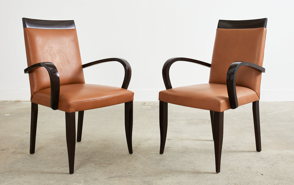 Pair of Dakota Jackson PFM Royale Leather Dining Armchairs