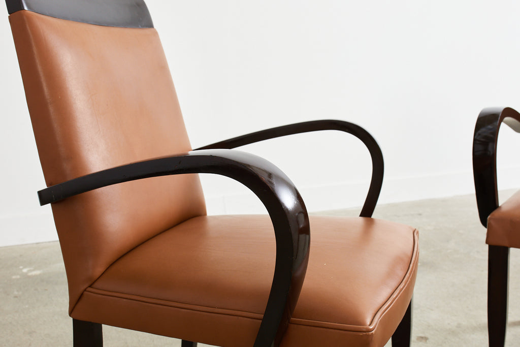 Pair of Dakota Jackson PFM Royale Leather Dining Armchairs