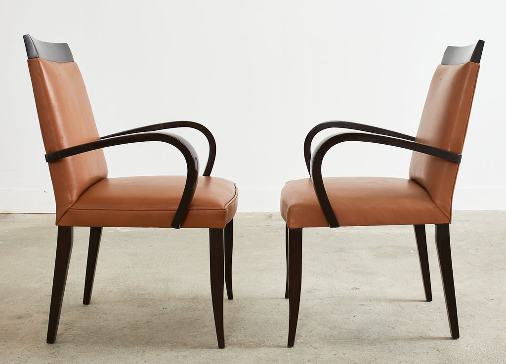 Pair of Dakota Jackson PFM Royale Leather Dining Armchairs