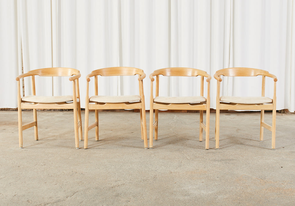 Set of Four Midcentury Danish Style Birch Armchairs