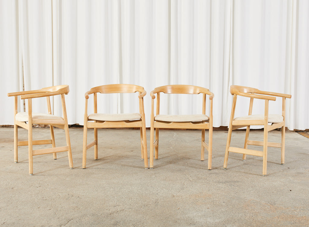 Set of Four Midcentury Danish Style Birch Armchairs