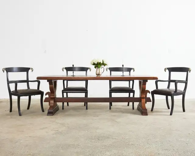 Set of Four English Regency Style Armchairs with Rams Heads