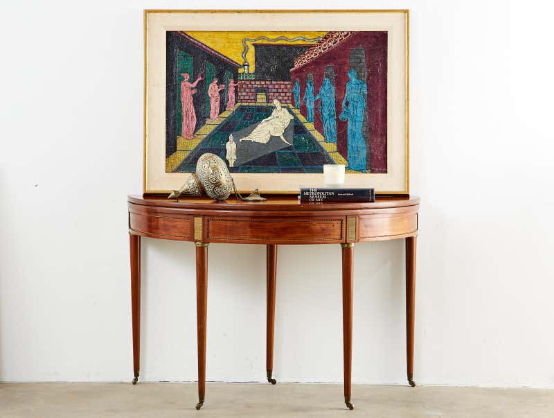 19th Century French Louis XVI Style Demilune Flip-Top Game Table