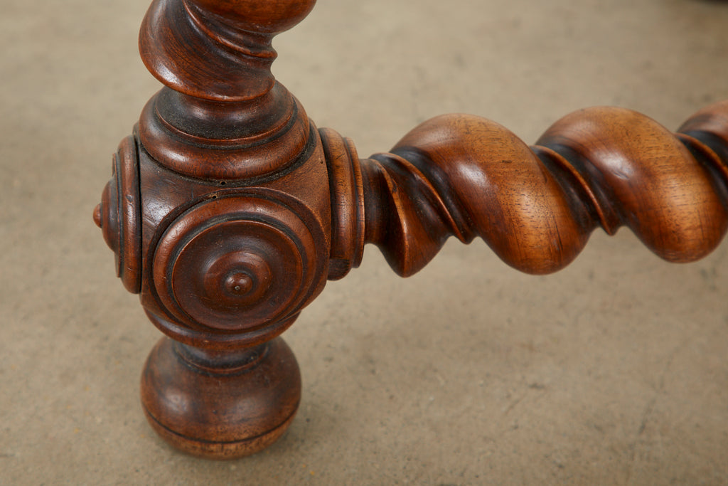 French Louis XIII Style Oak Barley Twist Library Table Desk