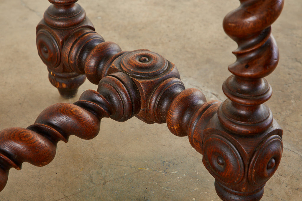 19th Century French Oak Barley Twist Bureau Plat Desk