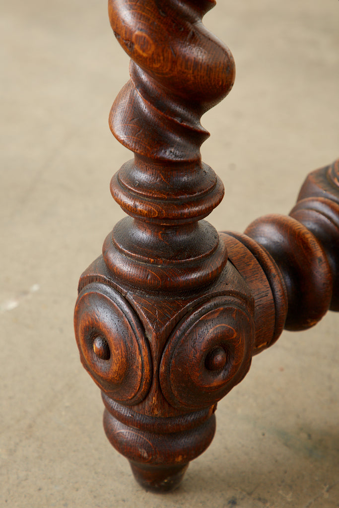 19th Century French Oak Barley Twist Bureau Plat Desk