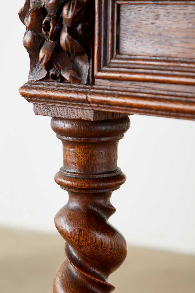 19th Century French Oak Barley Twist Bureau Plat Desk