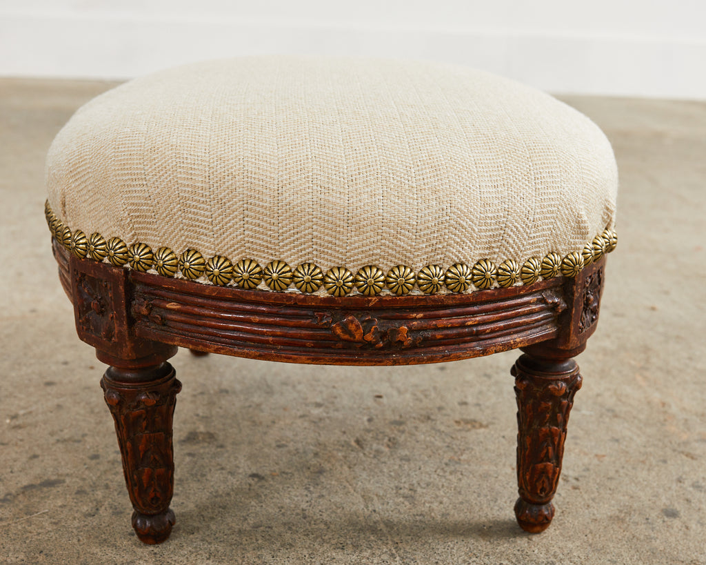 18th Century French Louis XVI Diminutive Mahogany Footstool