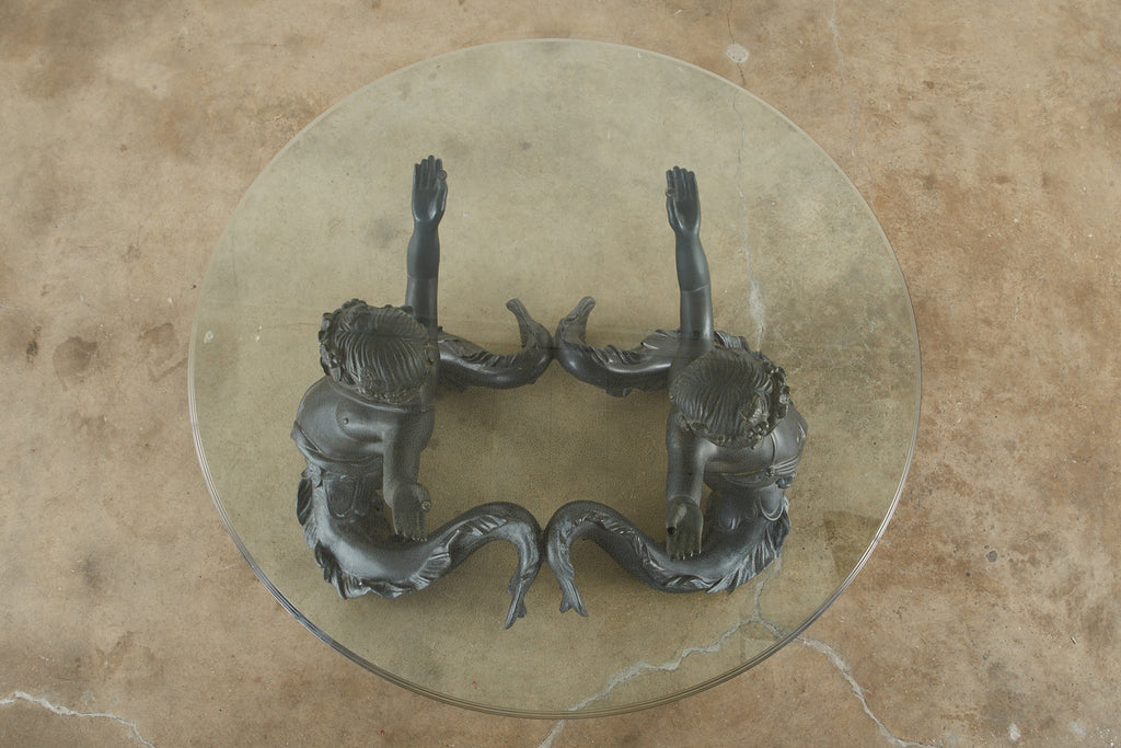 Italian Bronze Neoclassical Putti Di Mare Dining Centre Table