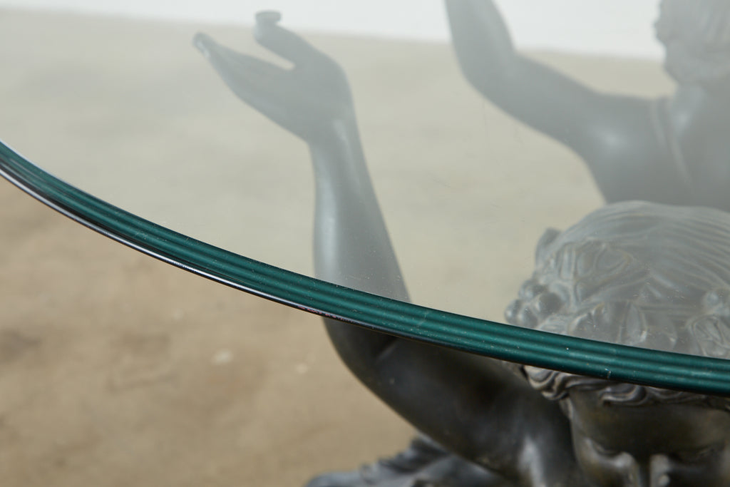 Italian Bronze Neoclassical Putti Di Mare Dining Centre Table