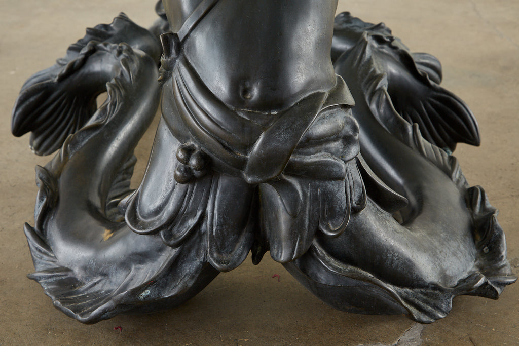 Italian Bronze Neoclassical Putti Di Mare Dining Centre Table