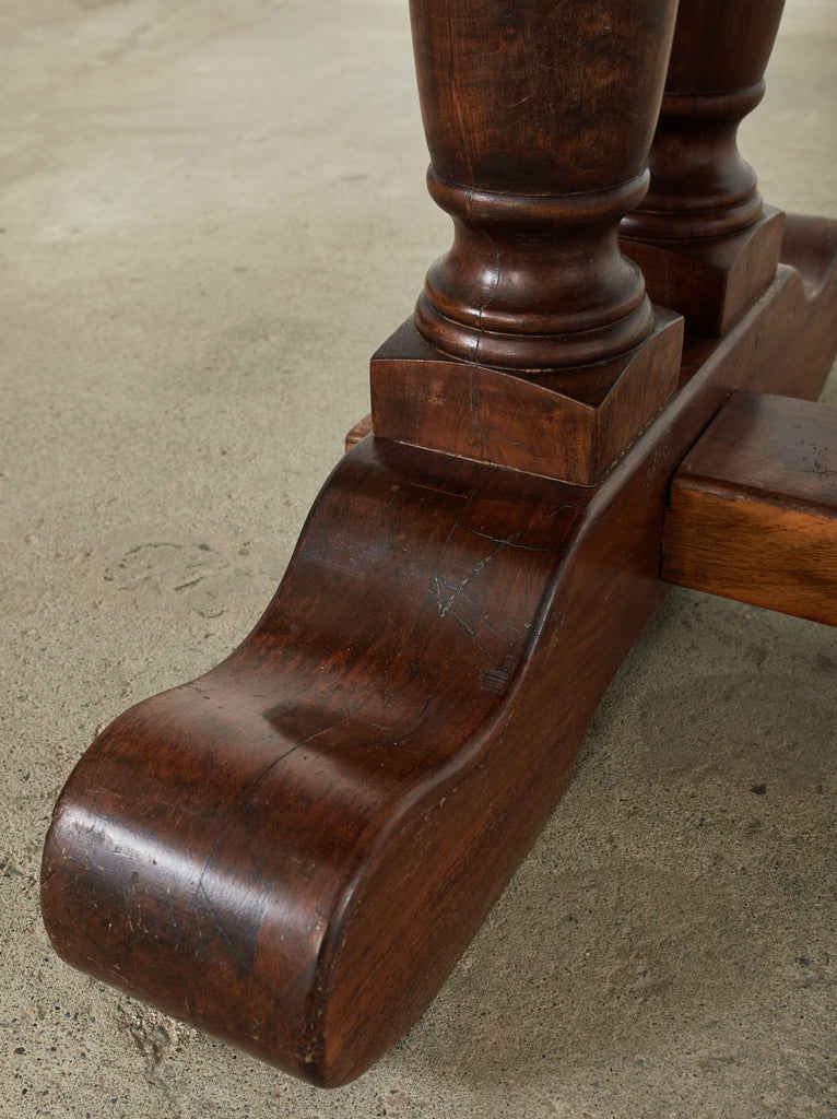 Country French Walnut Farmhouse Trestle Dining Table