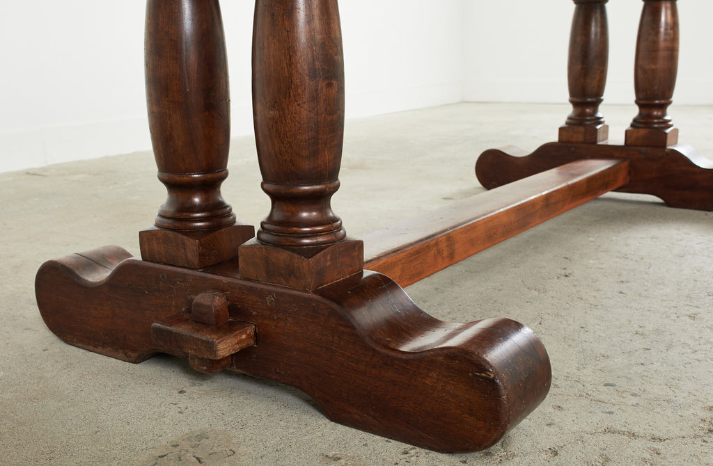 Country French Walnut Farmhouse Trestle Dining Table