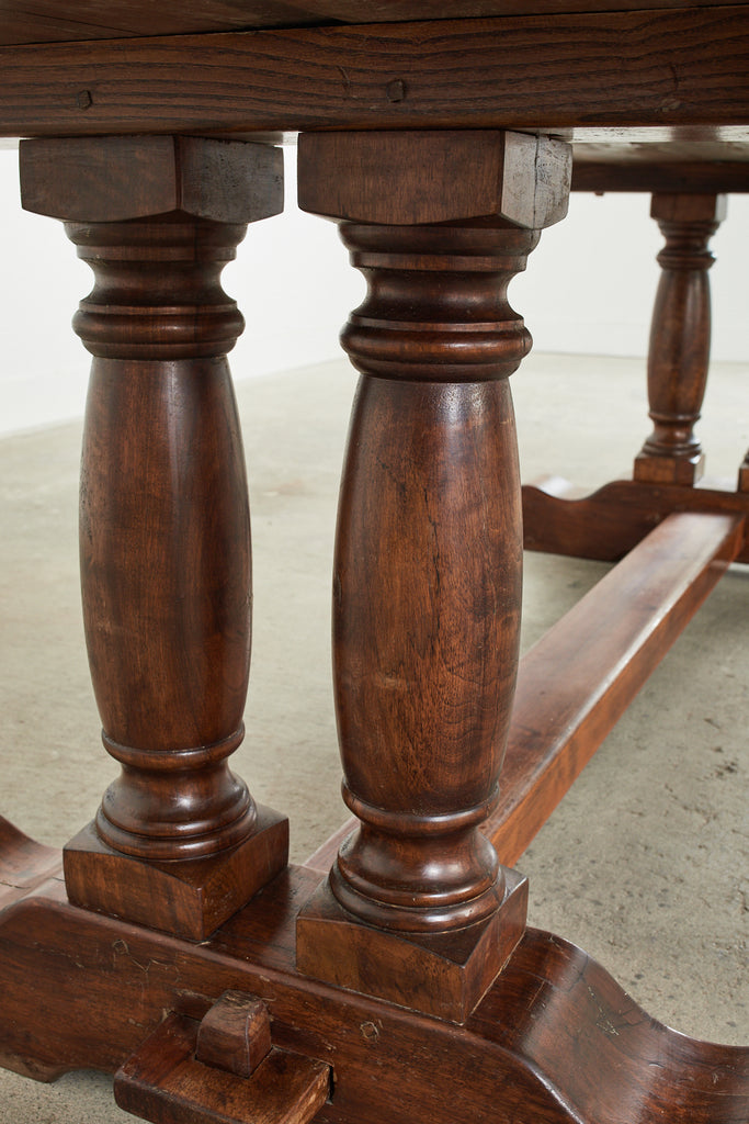 Country French Walnut Farmhouse Trestle Dining Table