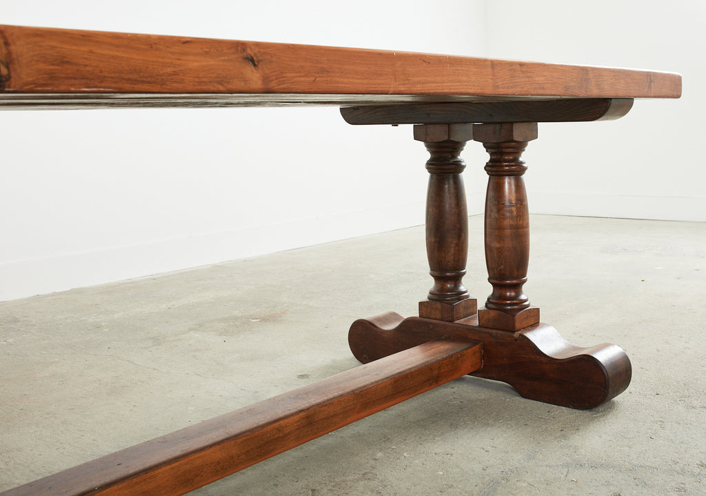 Country French Walnut Farmhouse Trestle Dining Table