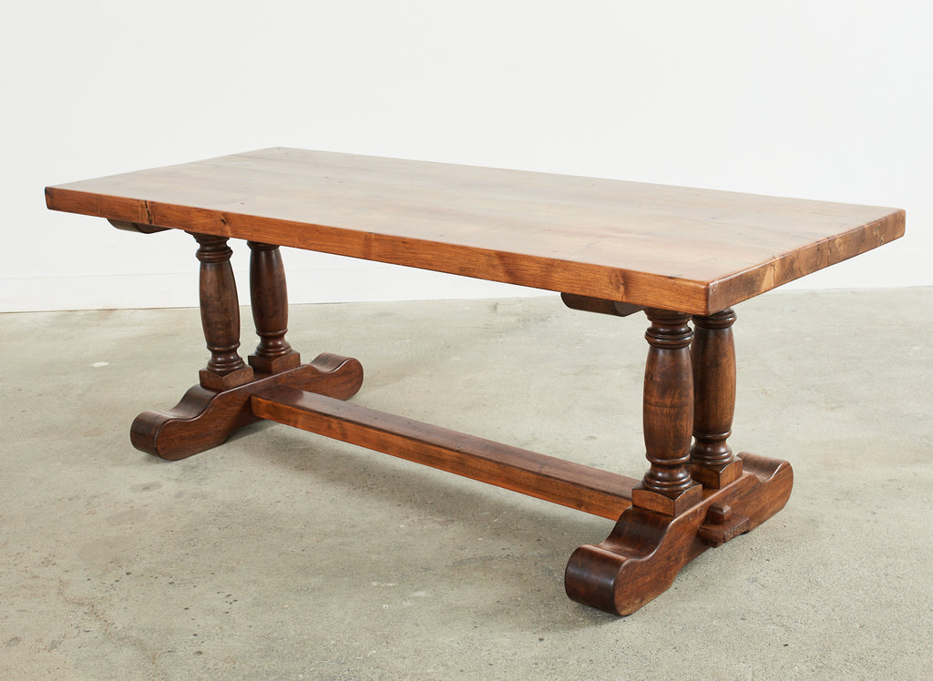 Country French Walnut Farmhouse Trestle Dining Table