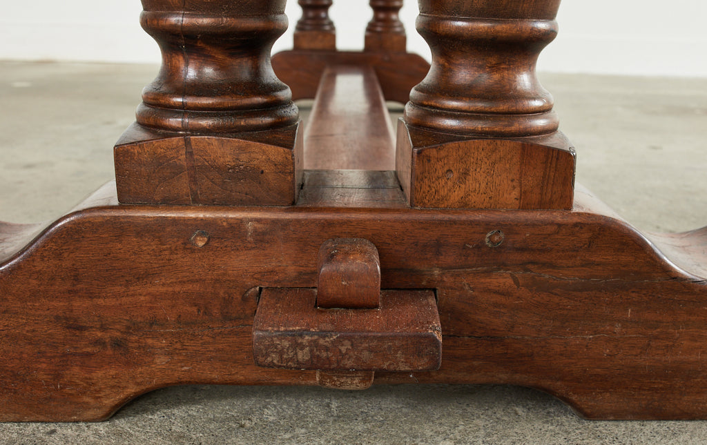 Country French Walnut Farmhouse Trestle Dining Table