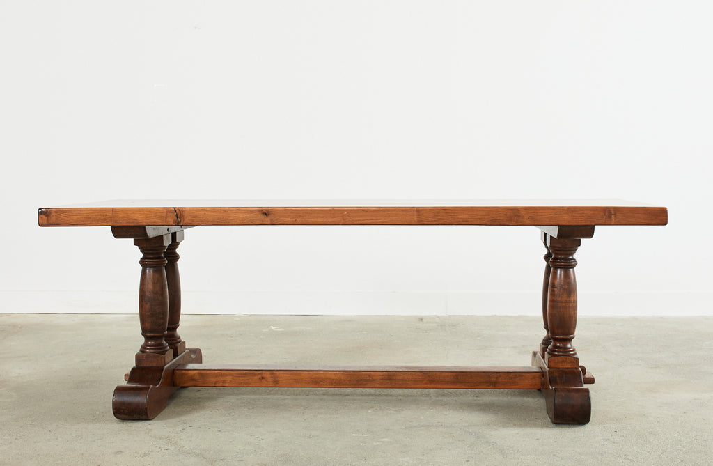 Country French Walnut Farmhouse Trestle Dining Table