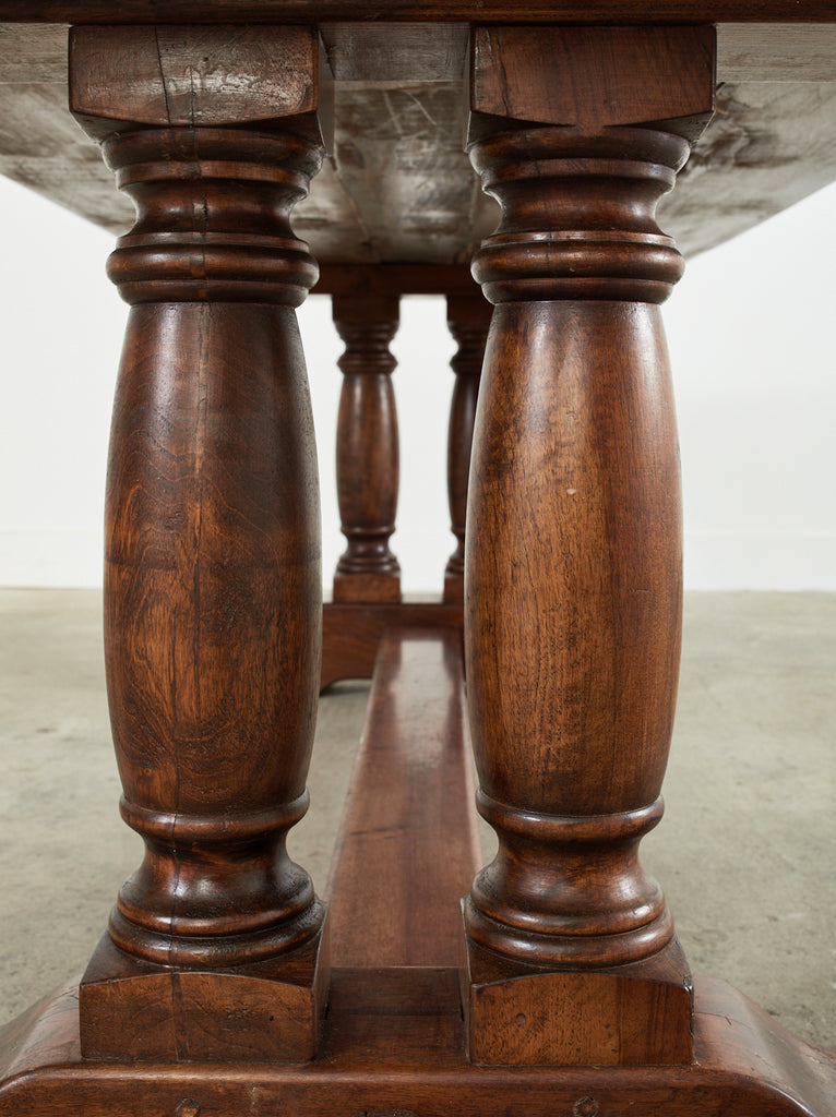 Country French Walnut Farmhouse Trestle Dining Table