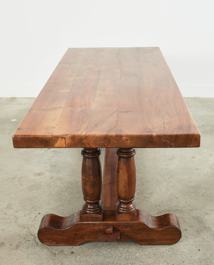 Country French Walnut Farmhouse Trestle Dining Table