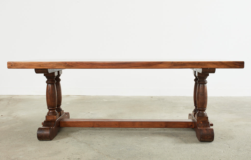 Country French Walnut Farmhouse Trestle Dining Table