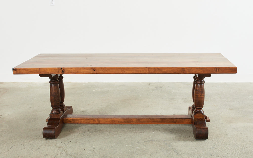 Country French Walnut Farmhouse Trestle Dining Table