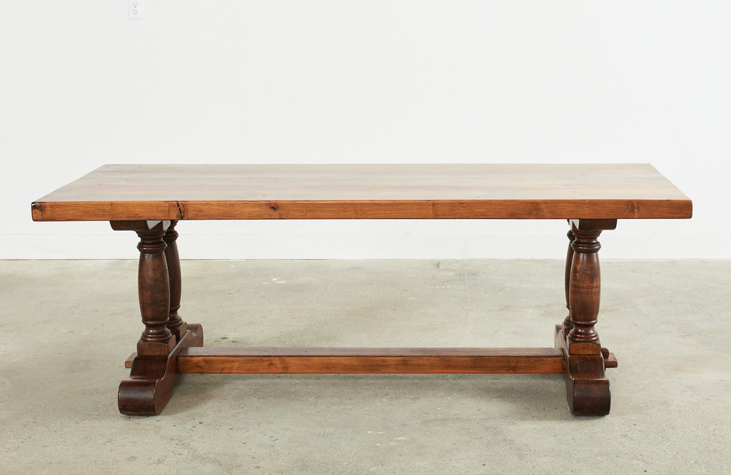 Country French Walnut Farmhouse Trestle Dining Table