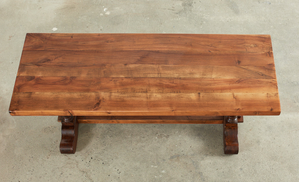 Country French Walnut Farmhouse Trestle Dining Table
