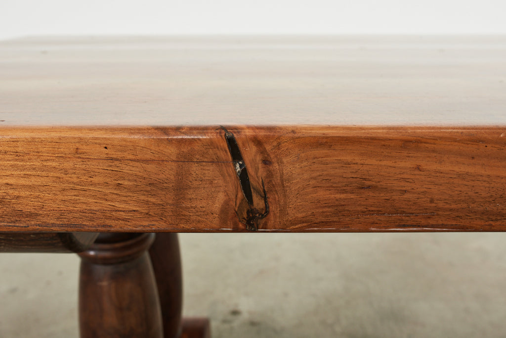 Country French Walnut Farmhouse Trestle Dining Table