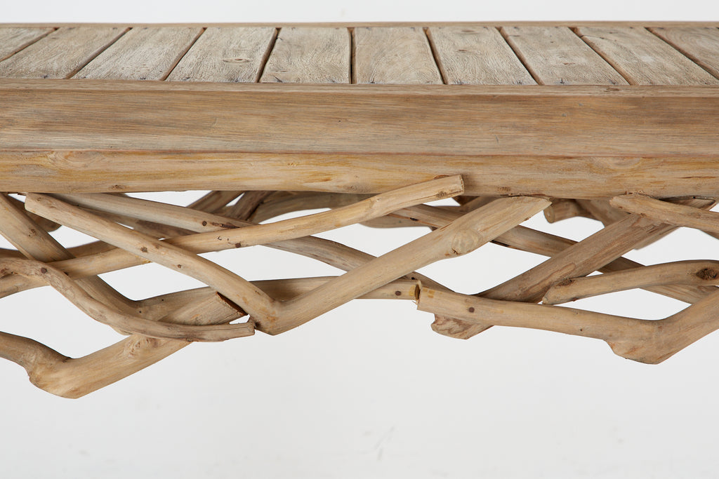 Organic Modern Teak Driftwood Console Sofa Table