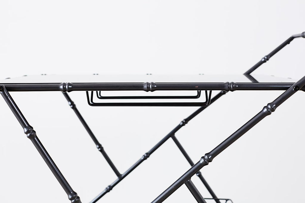 Modern Italian Black Faux-Bamboo Rolling Bar Cart