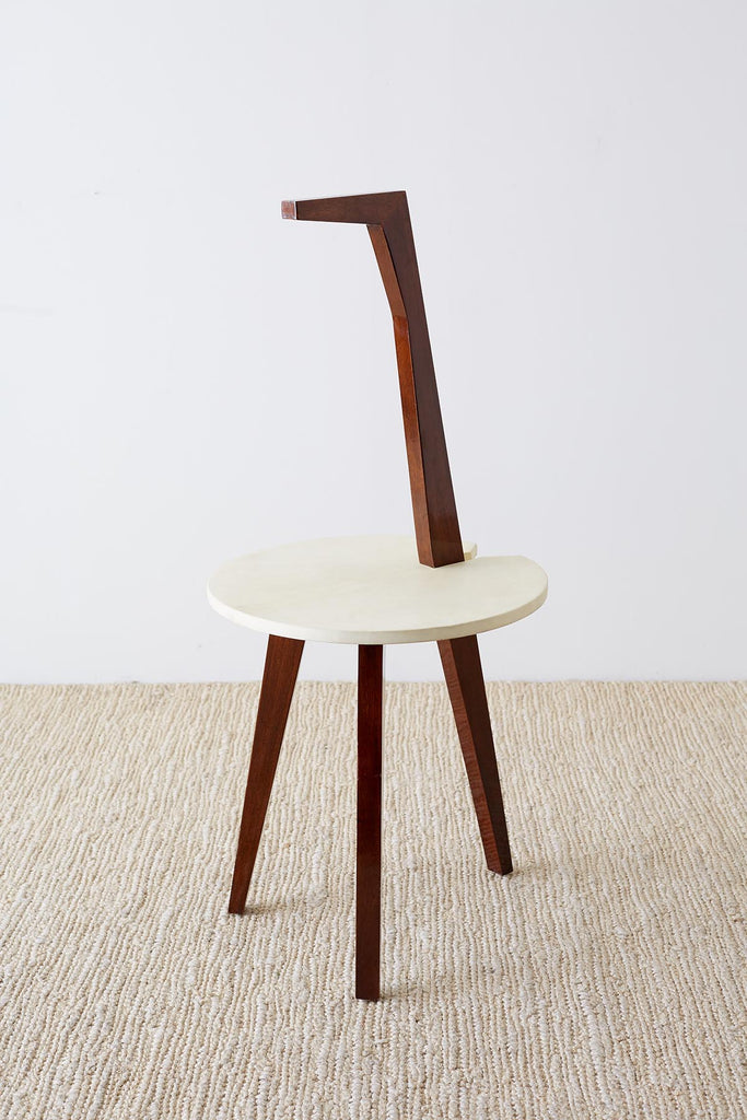 Deco Style Goatskin Vellum Drinks Table with Handle