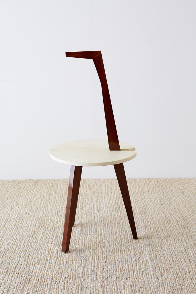 Deco Style Goatskin Vellum Drinks Table with Handle