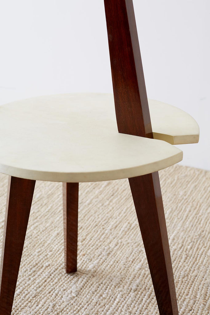 Deco Style Goatskin Vellum Drinks Table with Handle