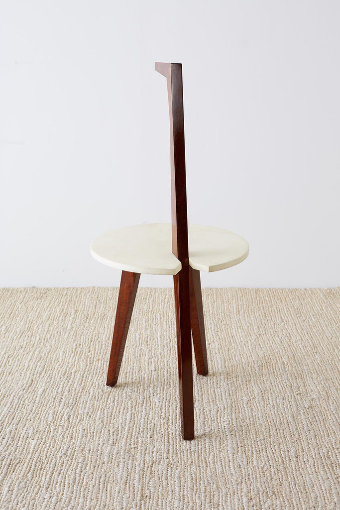 Deco Style Goatskin Vellum Drinks Table with Handle