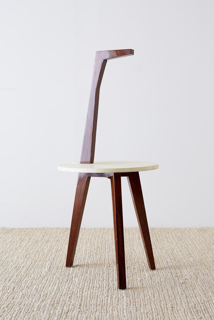 Deco Style Goatskin Vellum Drinks Table with Handle