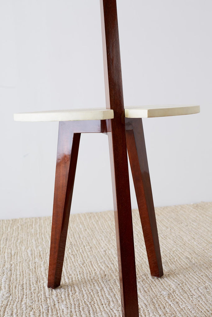 Deco Style Goatskin Vellum Drinks Table with Handle