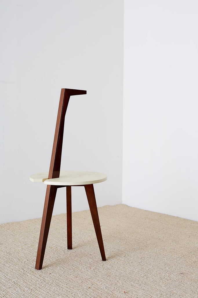 Deco Style Goatskin Vellum Drinks Table with Handle