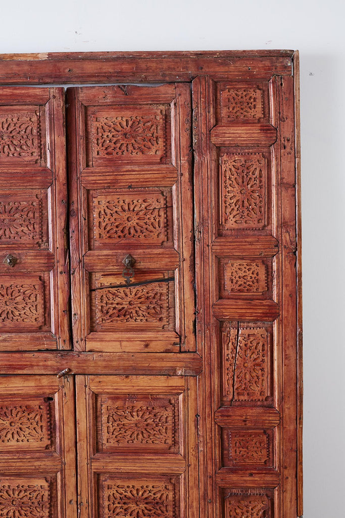 19th Century Indian Carved Panel with Shutter Windows