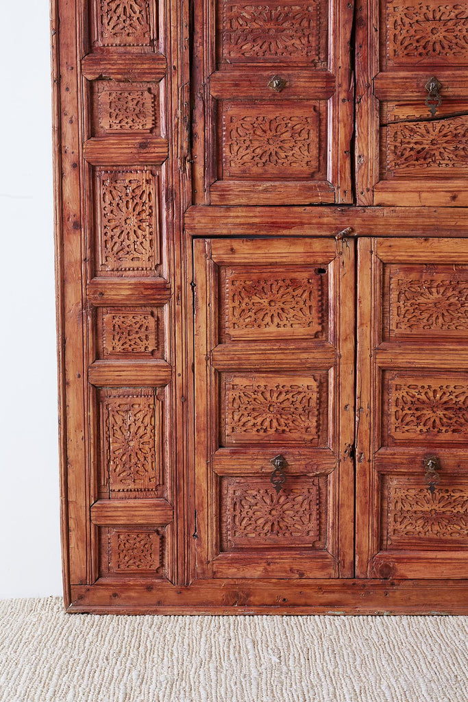 19th Century Indian Carved Panel with Shutter Windows