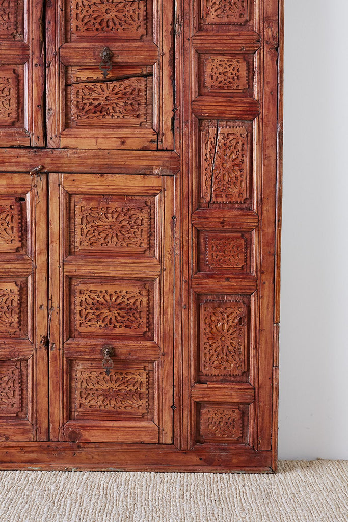 19th Century Indian Carved Panel with Shutter Windows