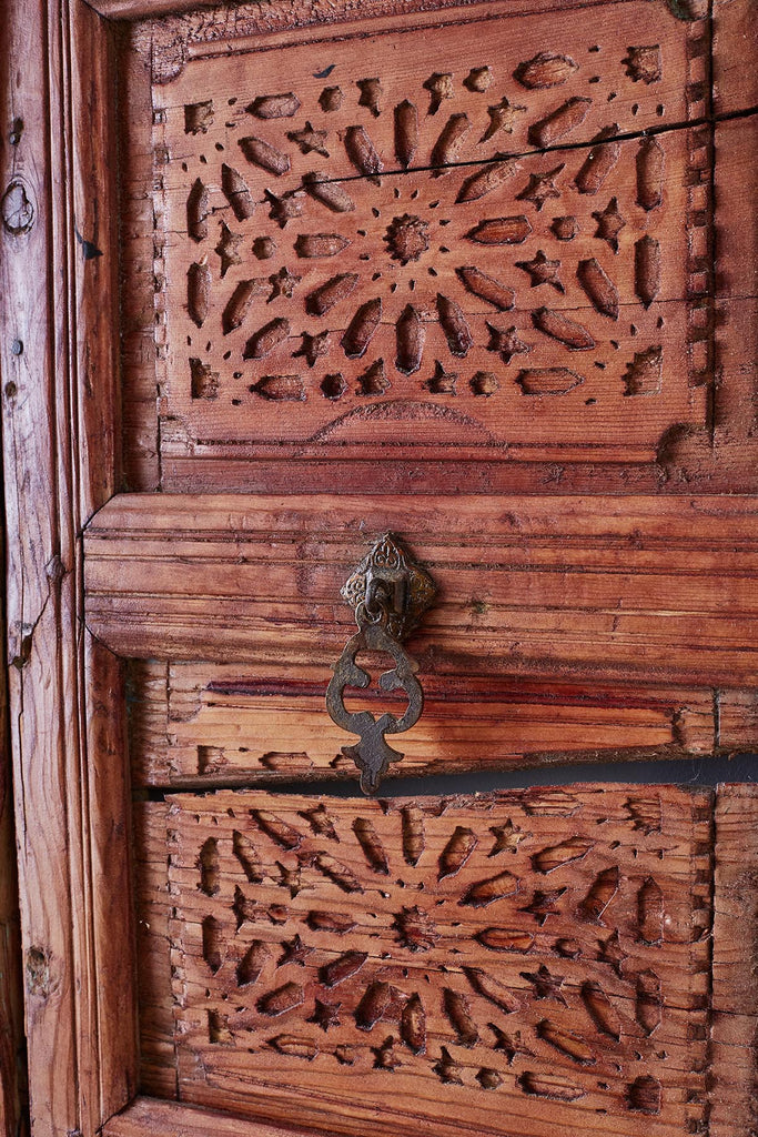 19th Century Indian Carved Panel with Shutter Windows