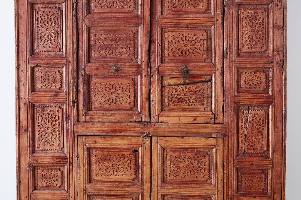 19th Century Indian Carved Panel with Shutter Windows