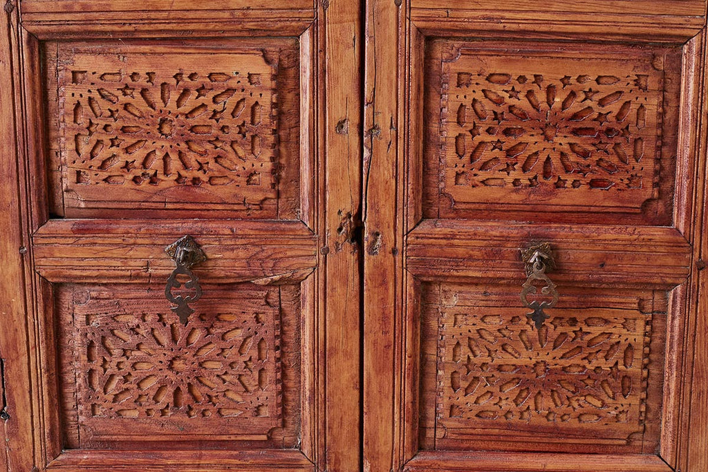 19th Century Indian Carved Panel with Shutter Windows