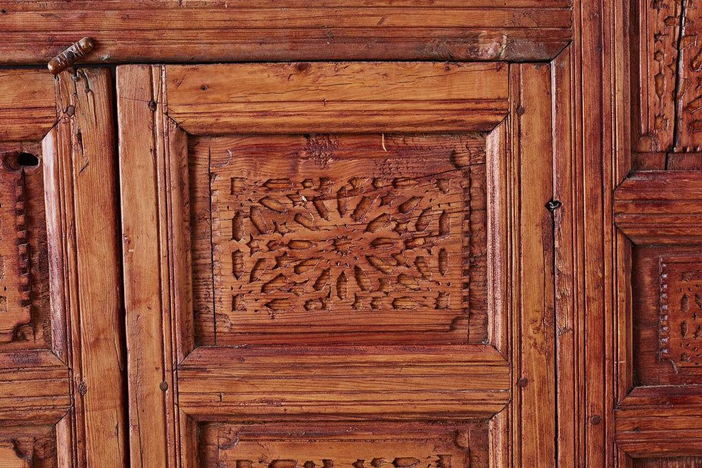 19th Century Indian Carved Panel with Shutter Windows
