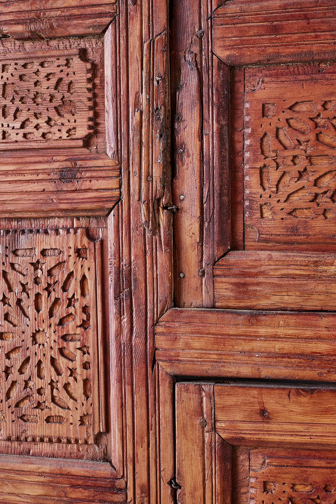 19th Century Indian Carved Panel with Shutter Windows