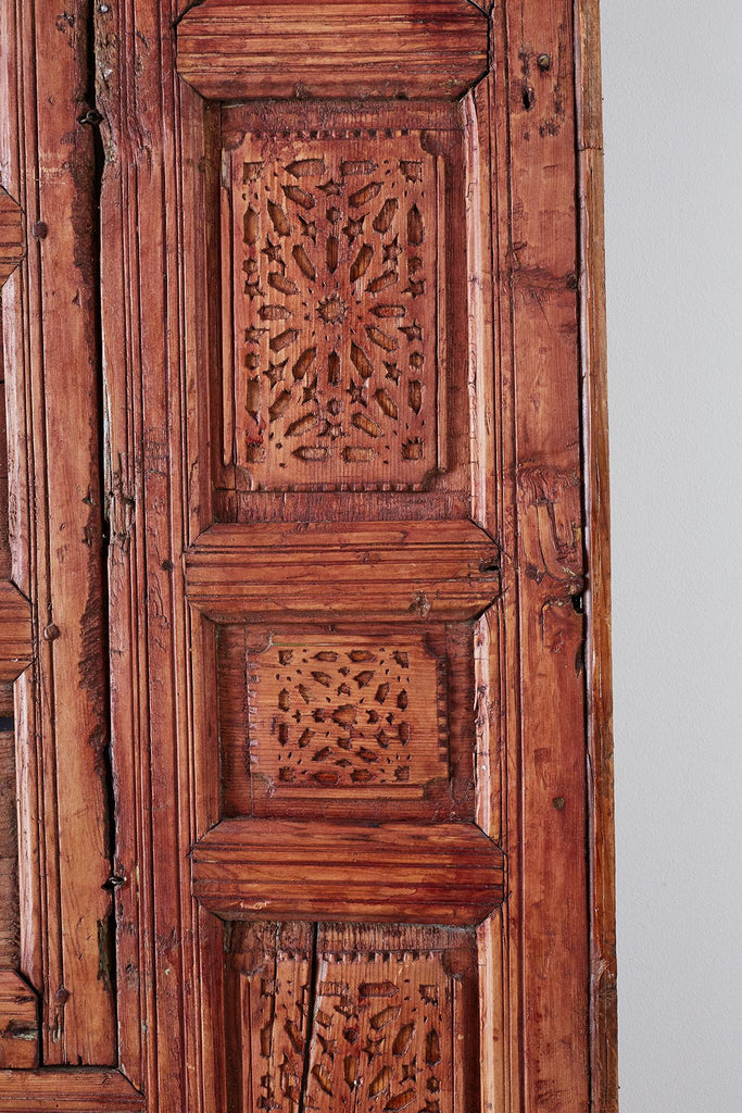 19th Century Indian Carved Panel with Shutter Windows