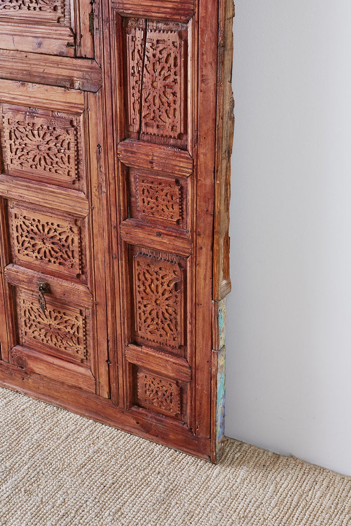 19th Century Indian Carved Panel with Shutter Windows