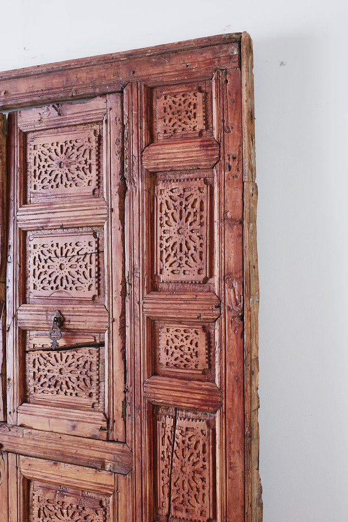 19th Century Indian Carved Panel with Shutter Windows