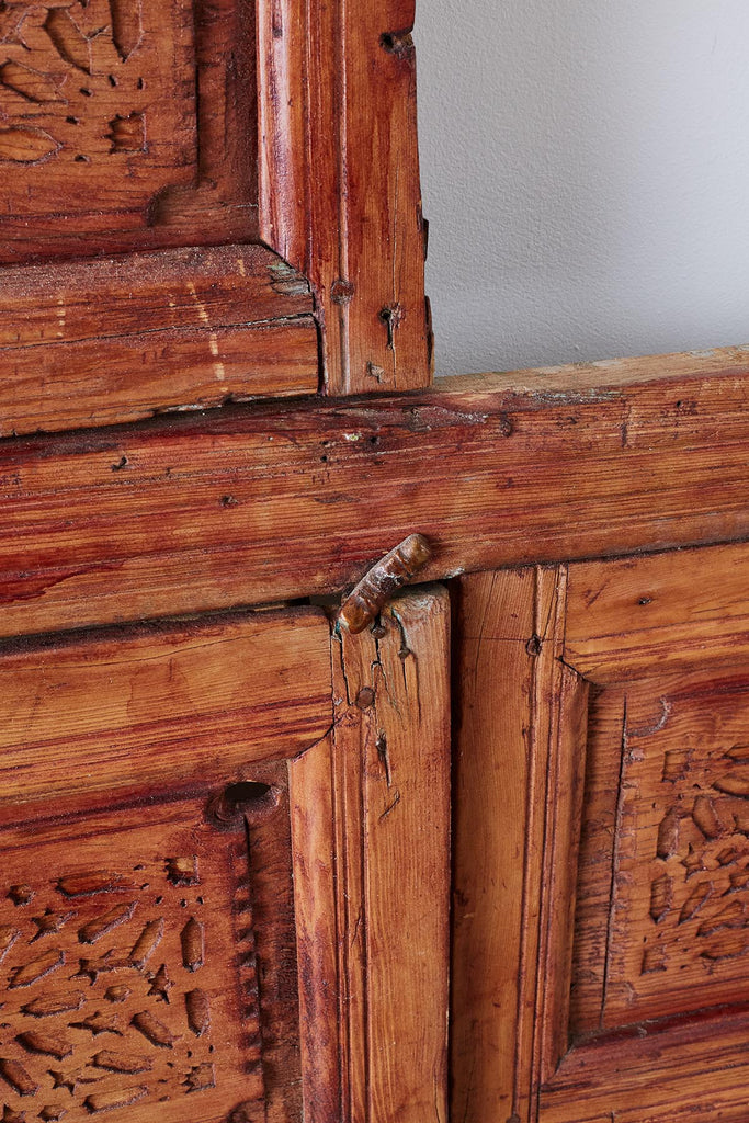 19th Century Indian Carved Panel with Shutter Windows